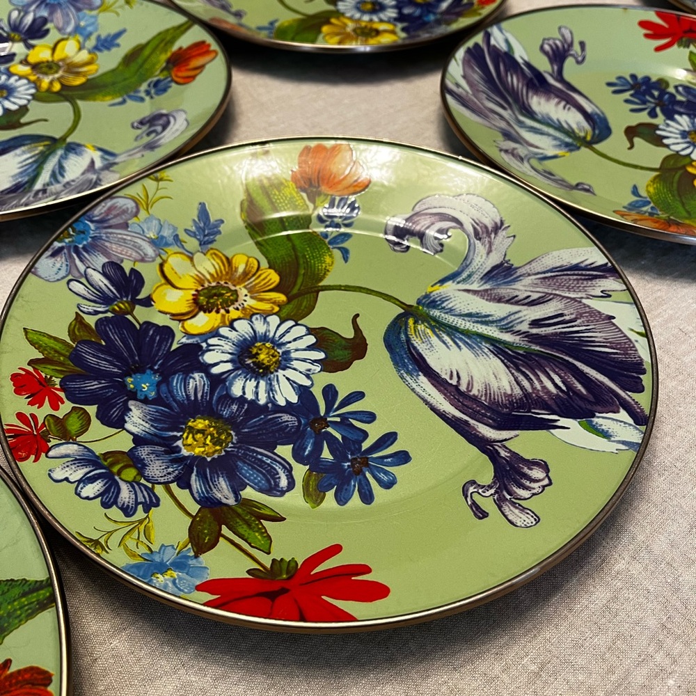 MacKenzie-Childs Vibrant Floral Enamelware Dinner Plates